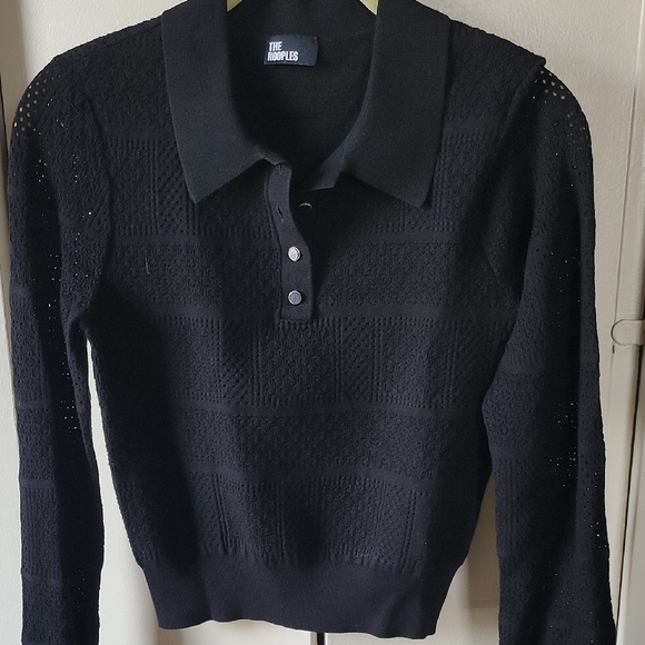 The Kooples Black Knit Polo Sweater - Picture 7 of 14